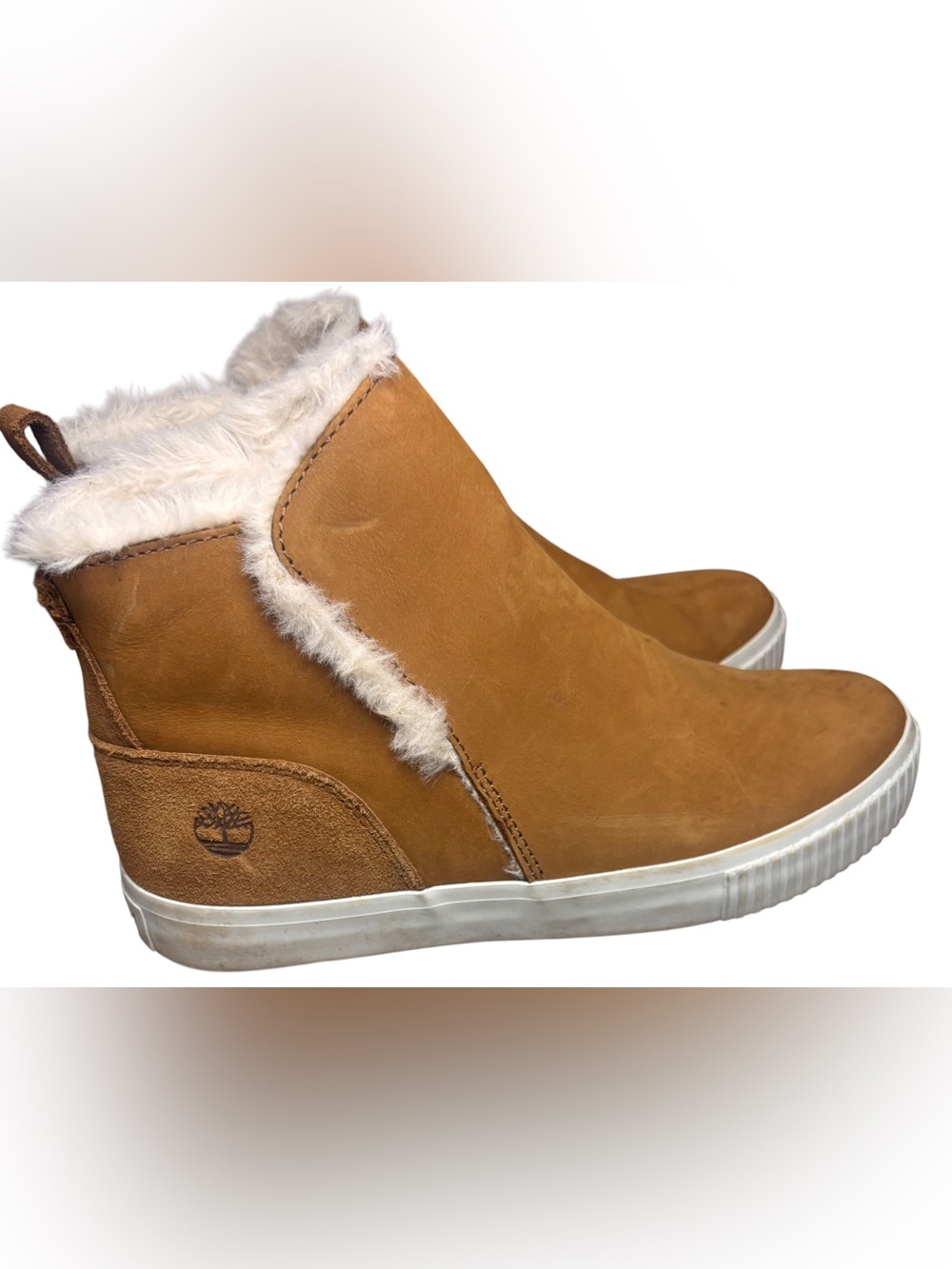 Timberland Skyla Bay A2KWN 6.5 Brown Faux Fur Lined Pull On Boots